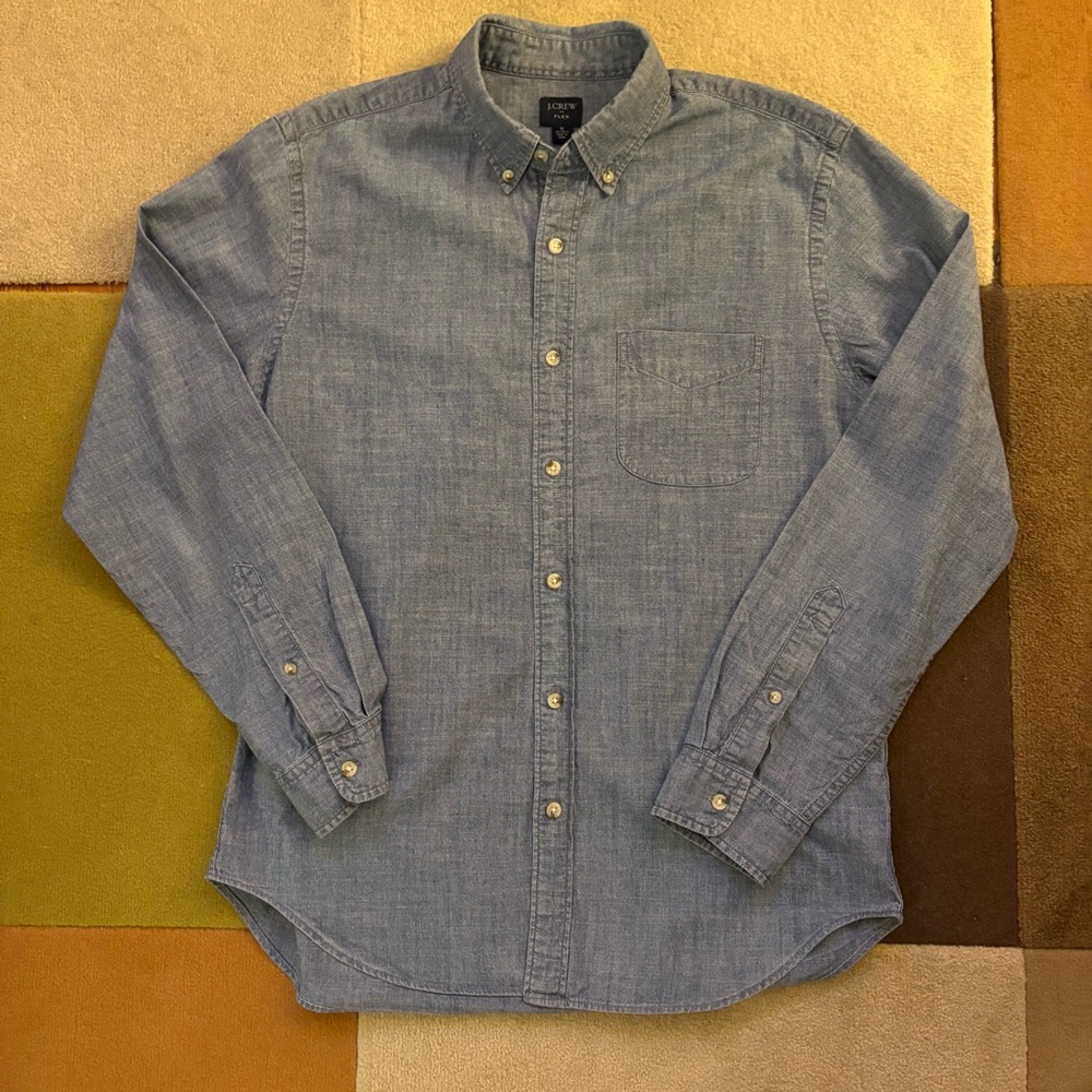 J CREW “Flex” Denim Button-Down